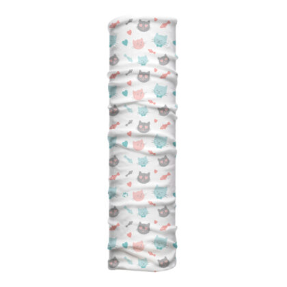Cuello largo Michis con ilustraciones de gatos y peces en tonos suaves. Microfibra transpirable ideal para climas fríos y estilo adorable.