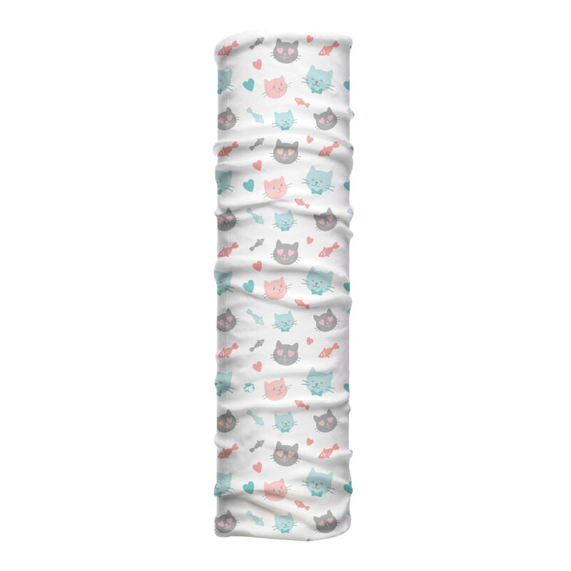 Cuello largo Michis con ilustraciones de gatos y peces en tonos suaves. Microfibra transpirable ideal para climas fríos y estilo adorable.