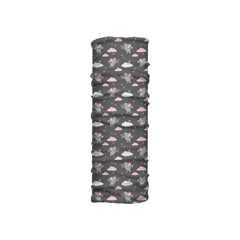 Cuello mediano Gatos de Venus con gatos ilustrados como Cupido entre nubes. Microfibra transpirable para climas cálidos y estilo tierno e irónico.