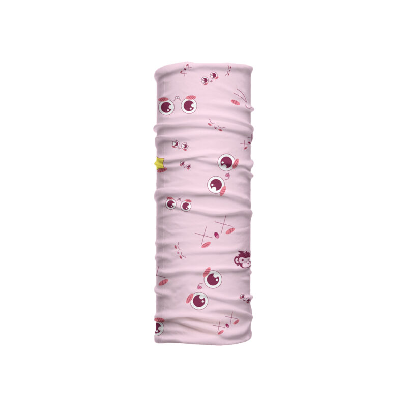 Cuello mediano Doodling Rosa con doodles de caritas y expresiones en fondo rosado. Microfibra transpirable ideal para climas cálidos o uso diario.