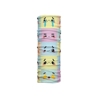 Cuello mediano Emoticones con caritas ilustradas sobre fondo pastel. Microfibra transpirable para climas cálidos, expresión personal y uso diario.