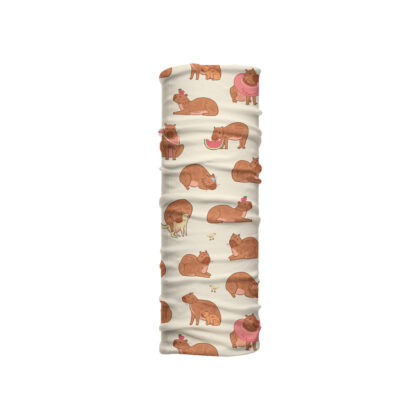 Cuello mediano Chigüiros con ilustraciones de capibaras adorables sobre fondo crema. Microfibra transpirable para uso urbano o natural.