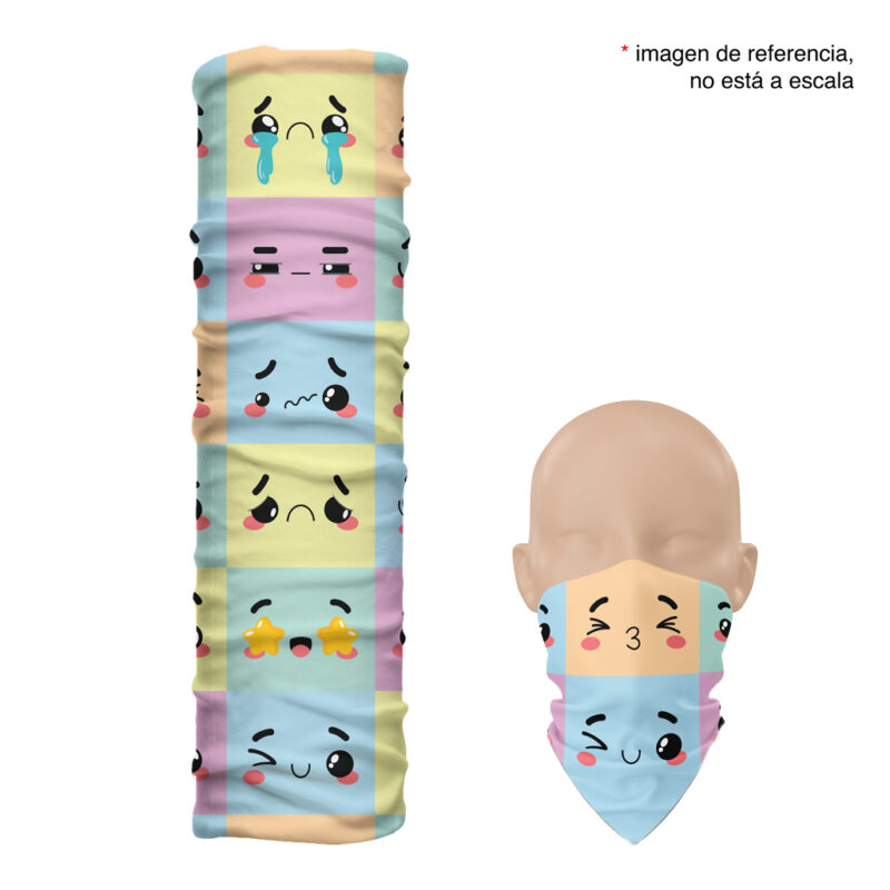 diseño completo de la balaclava larga Emoticones con ilustraciones de caritas expresivas