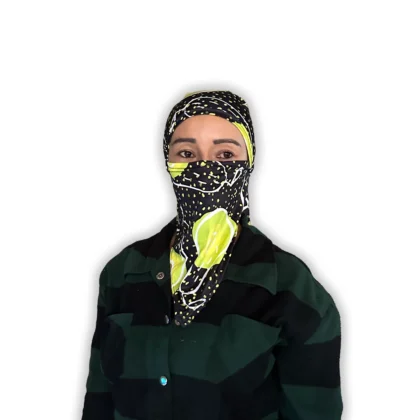 Balaclava Larga Aguacate Criollo con diseño verde inspirado en aguacates, vista frontal